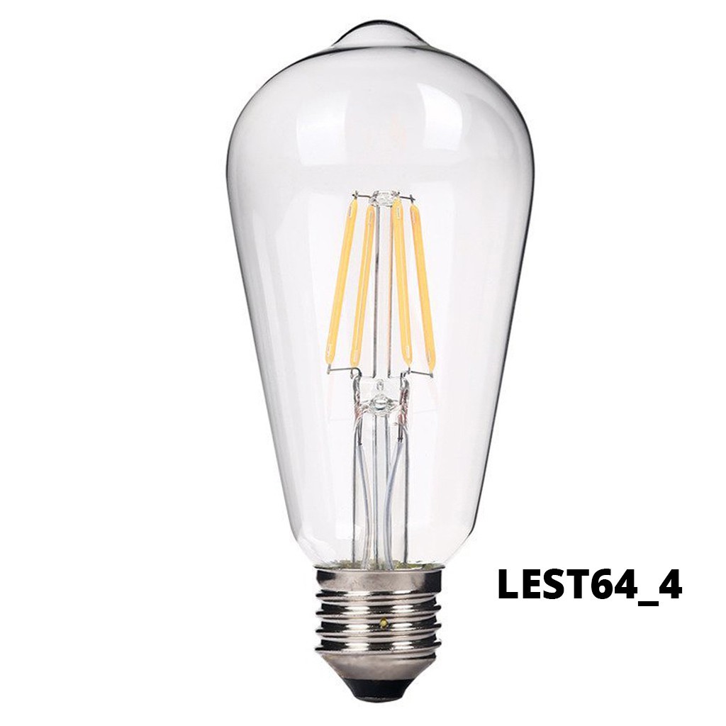Bóng đèn led St64 giả dây tóc 4W E27 thủy tinh - ánh sáng vàng