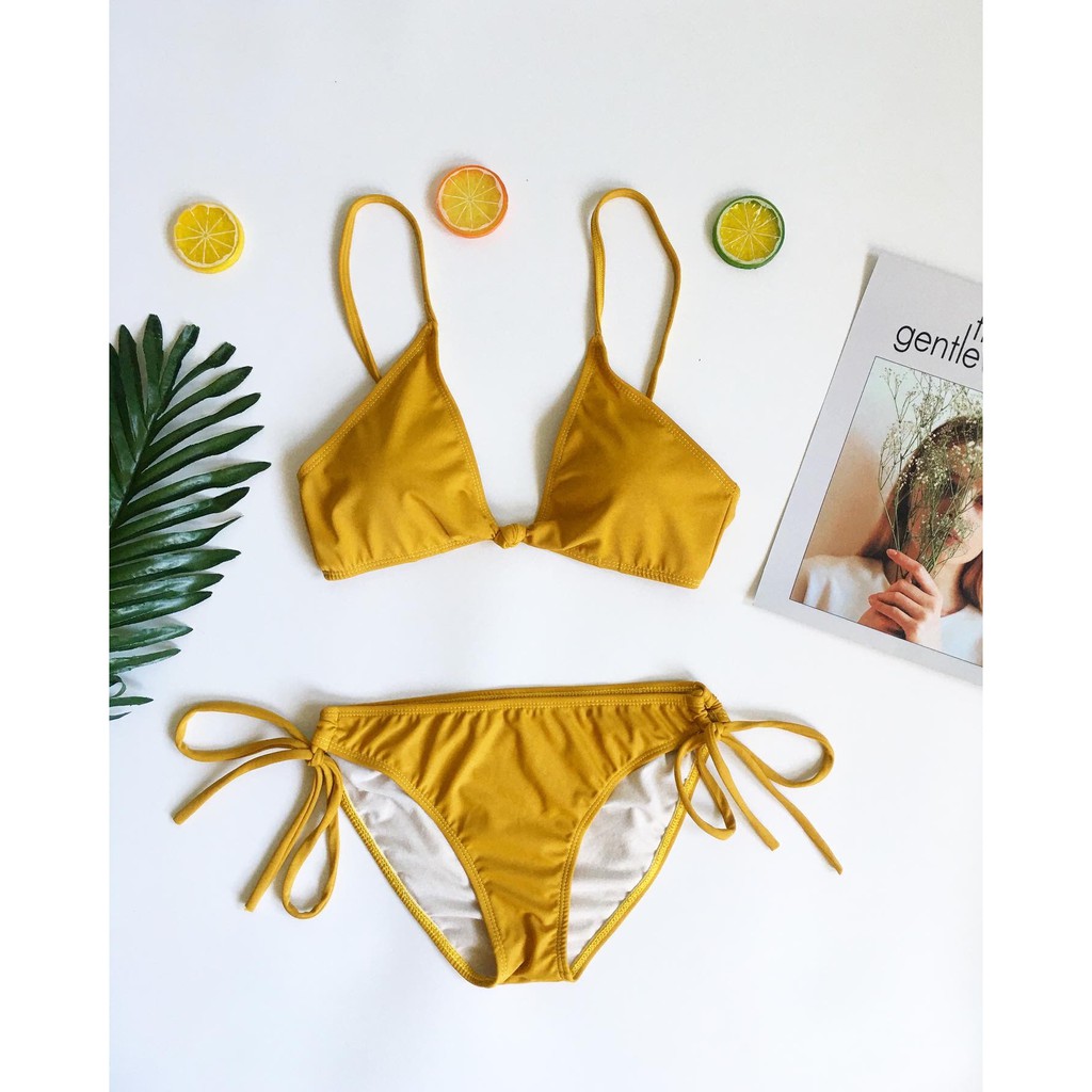 Bikini cột nơ vàng đồng