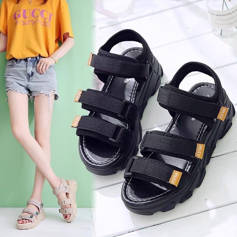 Sandal Quai Hậu 3 Quai Dán Viền Xanh