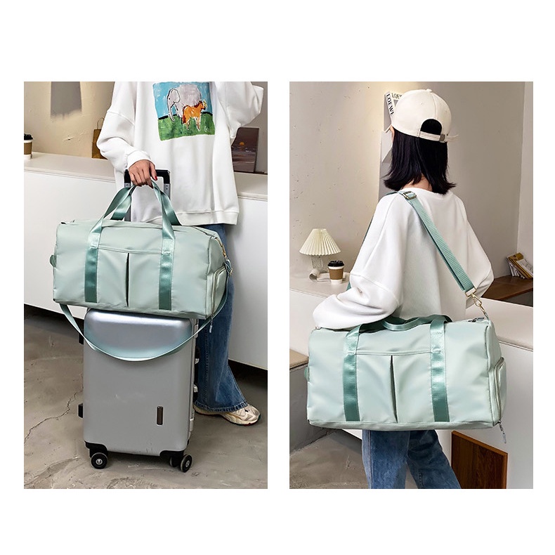 [LOẠI 1-CHẤT ĐẸP] Túi xách du lịch chống thấm nước size lớn có ngăn để giày - túi trống đa năng tích hợp được vali kéo