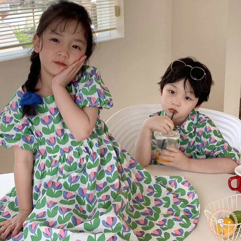 Đầm Công Chúa Hở Lưng Đính Nơ Họa Tiết Hoa Thời Trang Mùa Hè Cho Bé Gái