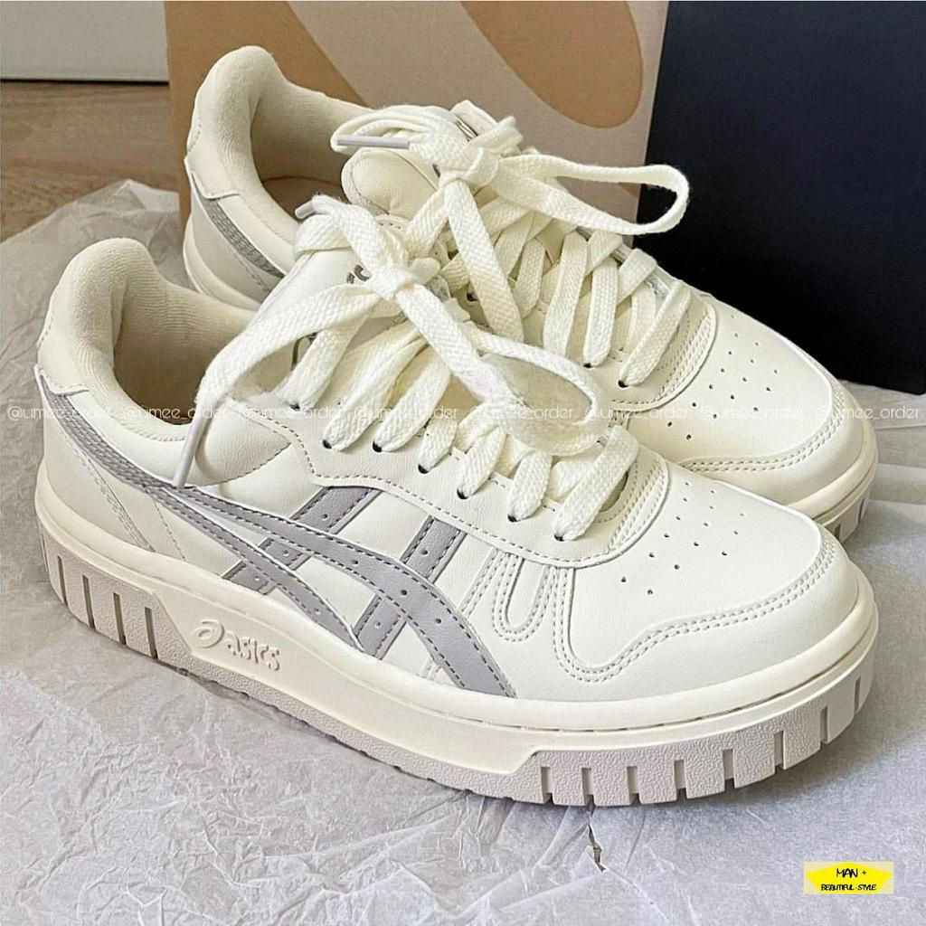 Giày nữ Asics Court màu trắng sữa vạch xám, giày thể thao nữ đi học cho học sinh, sinh viên cực hot 2023