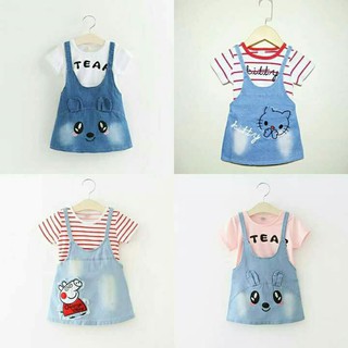 Set yếm bò, áo cotton cho bé gái