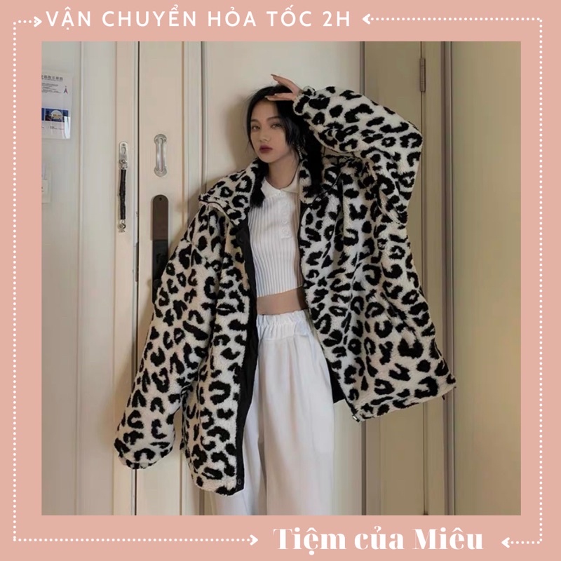 Áo khoác lông da báo siêu to màu nâu Tiệm của Miêu | BigBuy360 - bigbuy360.vn