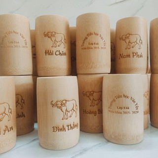 Cốc Tre in khắc logo tập thể, lưu giữ kỉ niệm