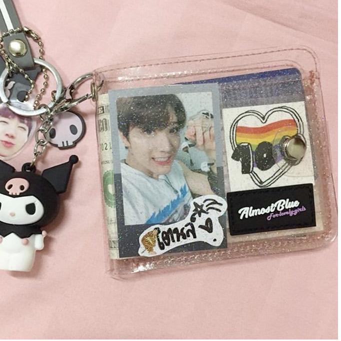❀ Glinkshop1 Ví Đựng Thẻ Dạng Treo Trong Suốt Màu Xanh Dương Phong Cách Hàn Quốc Nhật Bản Kpop BT Đảm Bảo BT