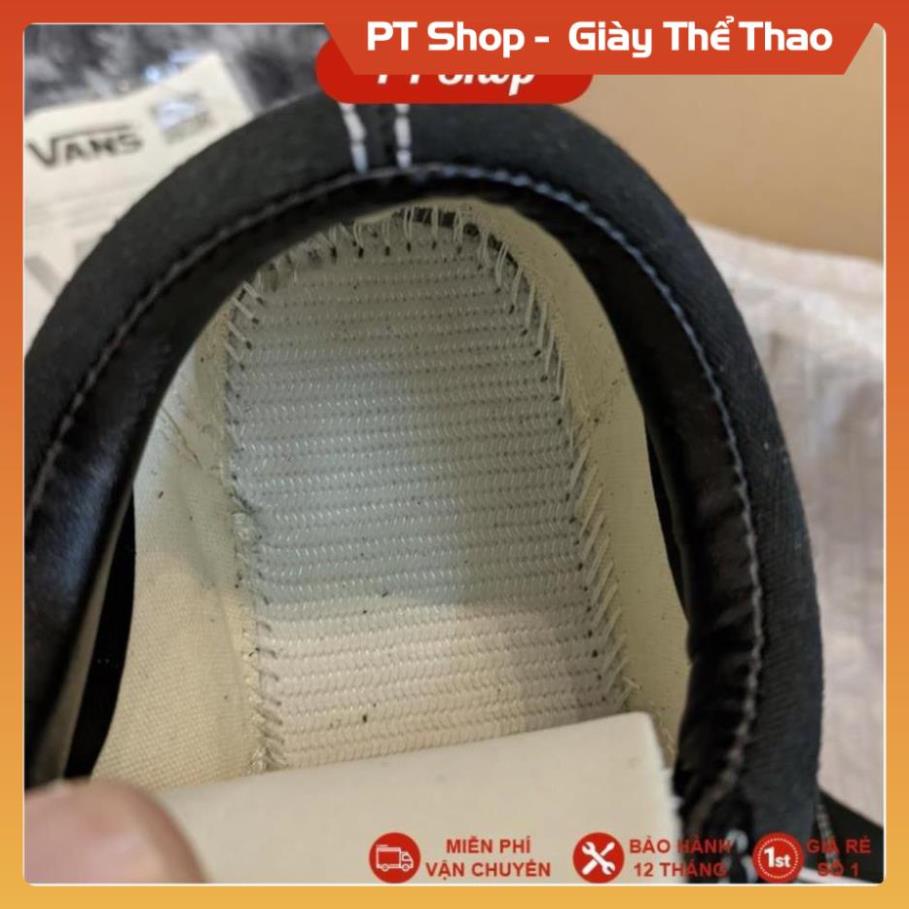 Giày Vans Xịn đen trắng Full phụ kiện, Giầy Van Sneaker old cao cấp