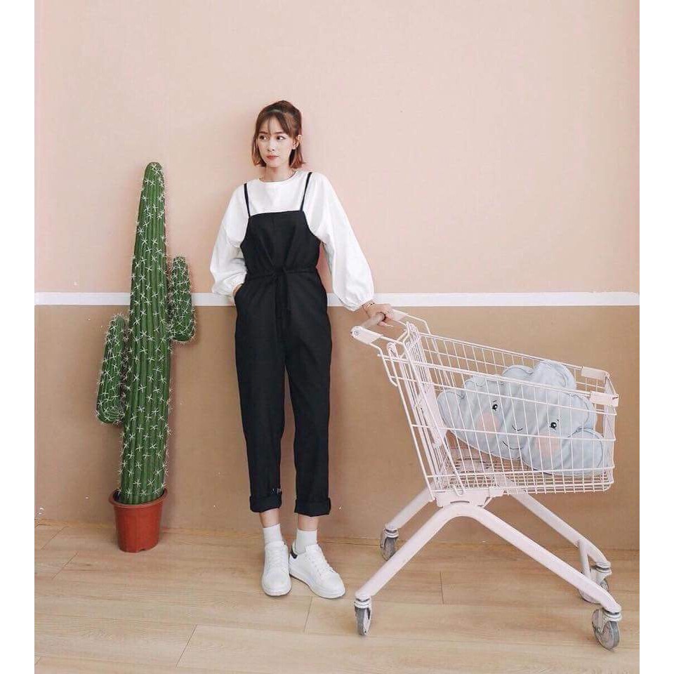 Sét yếm quần kaki nơ bụng kèm áo KAN0310 | BigBuy360 - bigbuy360.vn