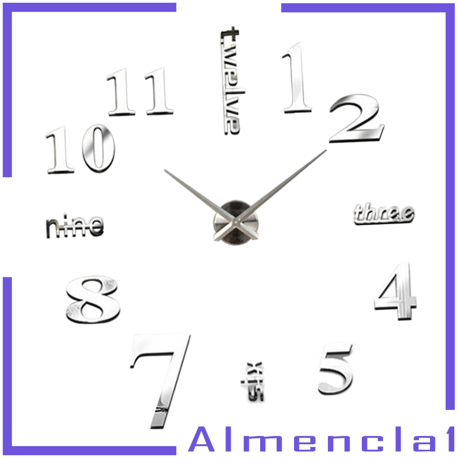 [ALMENCLA1]Wall Clock DIY 3D Modern Mirror Surface Sticker Home Office Decoration