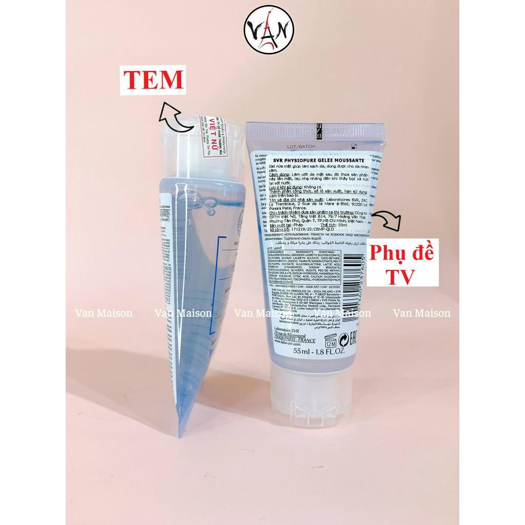 Gel rửa mặt svr physiopure gelée moussante dành cho da nhạy cảm 55ml , 200ml