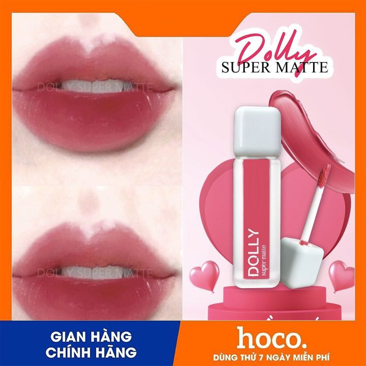 Son Dolly Super Matte mềm môi,ko chì( màu hồng khói)