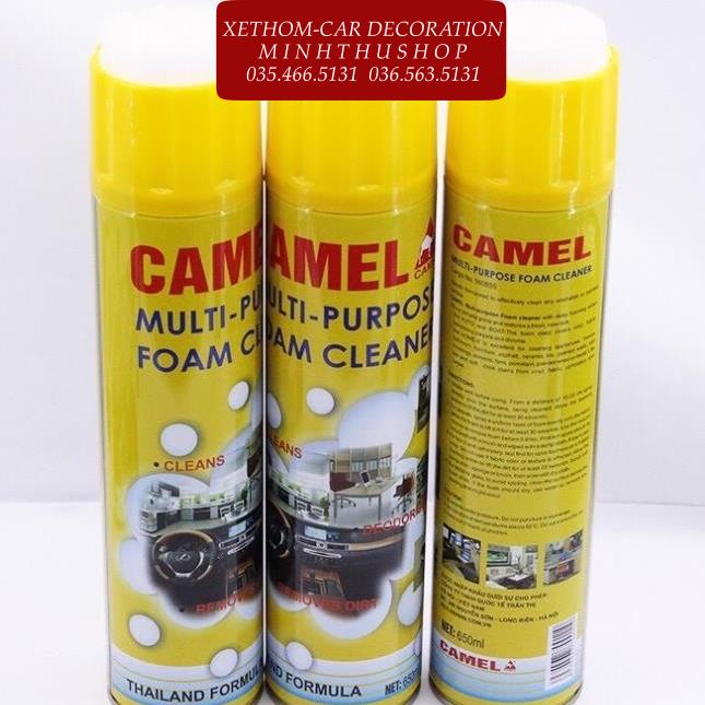 Chai Xịt Bọt Đa Năng Vệ Sinh Ghế Da Nội Thất Ô Tô Foam Cleaner Màu Vàng