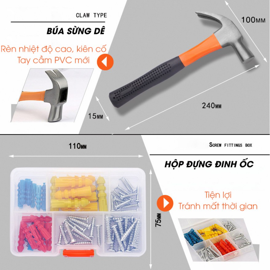 Bộ dụng cụ sửa chữa đa năng thép không gỉ 102 chi tiết