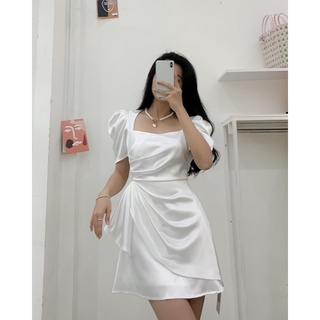 Đầm phi bèo nhún hông