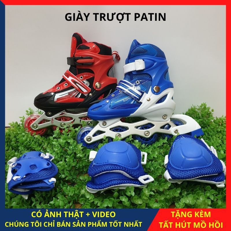 Giày Patin phát sáng dành cho trẻ em và người lớn có thể điều chỉnh to nhỏ ⚡TẶNG TẤT HÚT MỒ HÔI⚡ Giày patin và đồ bảo hộ