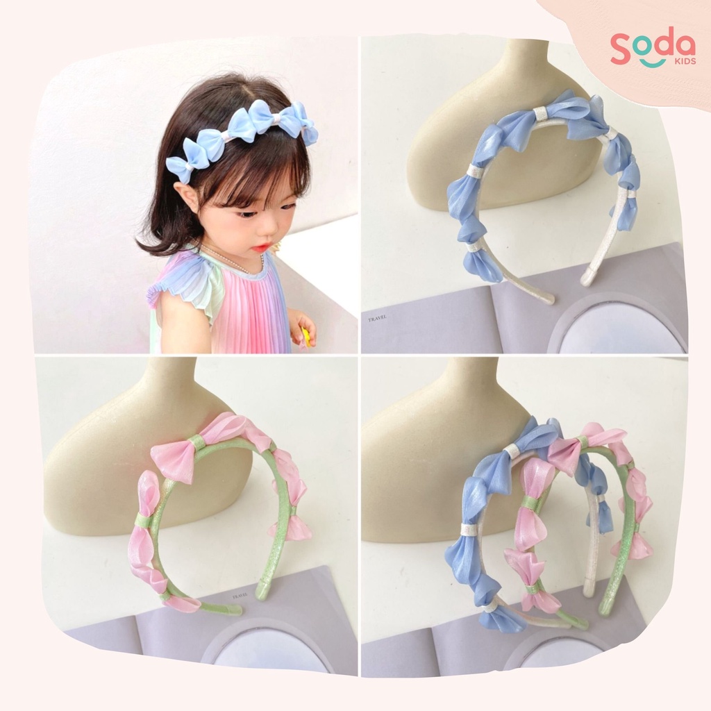 Bờm tóc bé gái SODA KIDS thiết kế bản nhỏ, đỉnh nơ voan xinh xắn, phong cách tiểu thư Hàn Quốc