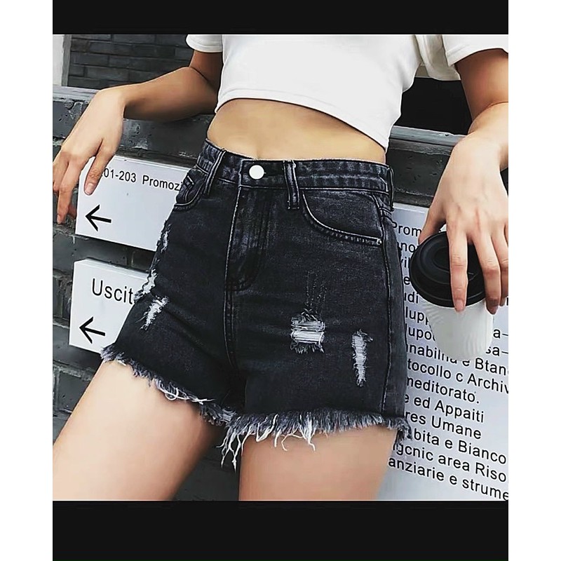 Quần short jean nữ ✈️FREESHIP✈️ quần short jean nữ size đại kiểu rách nhẹ màu đen MS1040 thời trang bigsize 2KJean