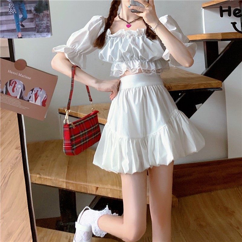 Chân váy xếp ly bồng ngắn QC-Order nhắn trước- Tikbook Store