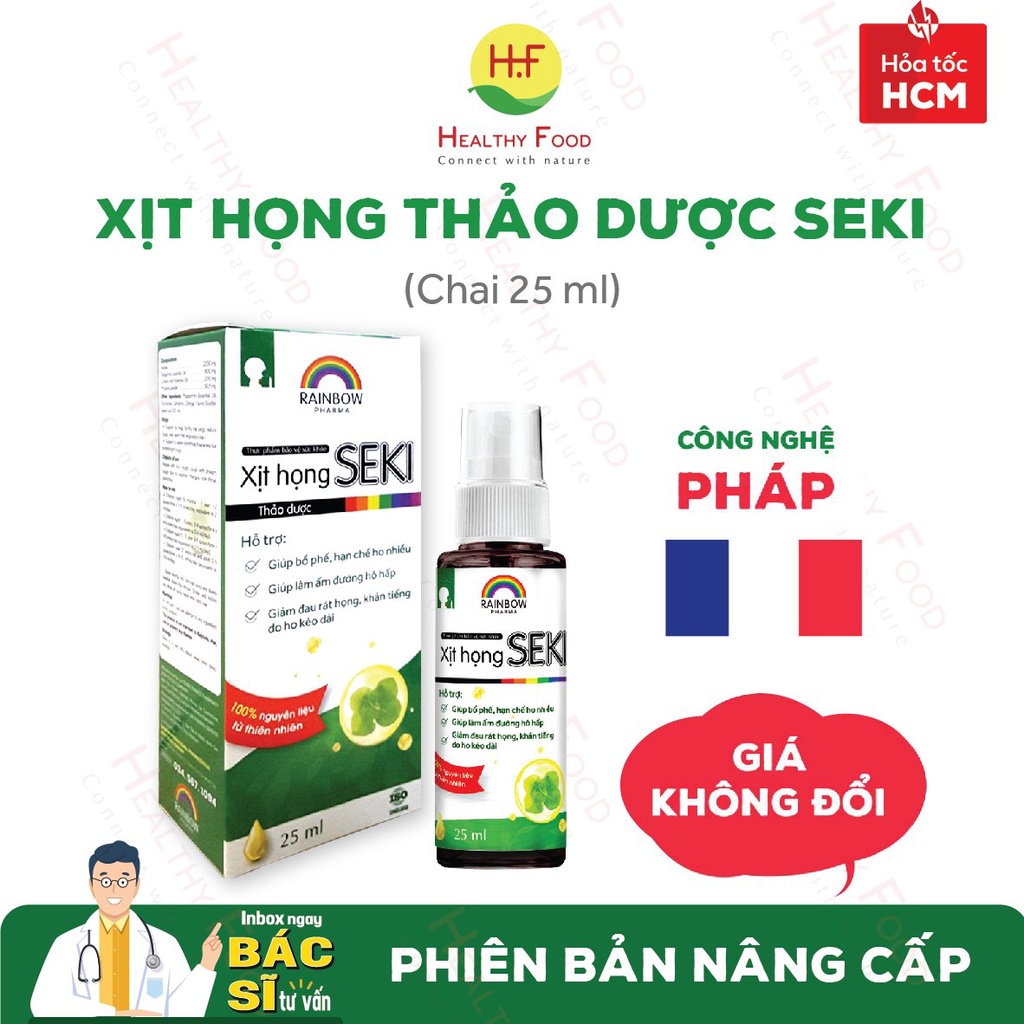 XỊT HỌNG THẢO DƯỢC KEO ONG SEKI (Chai 25ml) - Giảm Ho, Đau Họng-Hỗ Trợ Tăng Cường Miễn Dịch Đường Hô Hấp