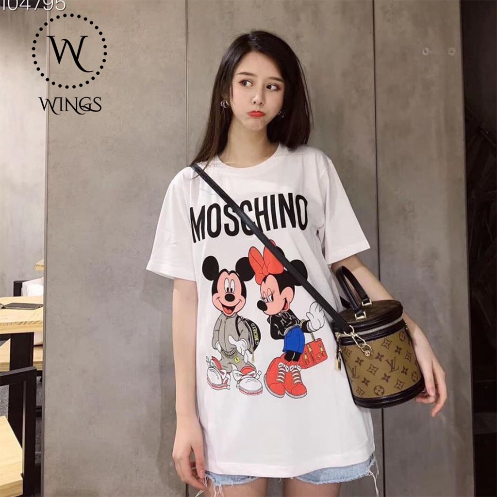 Áo thun nữ fom rộng oversize Moschino catoon WINGS