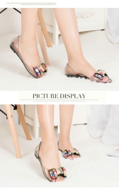 Giày nhựa nơ đá 7 màu, ,