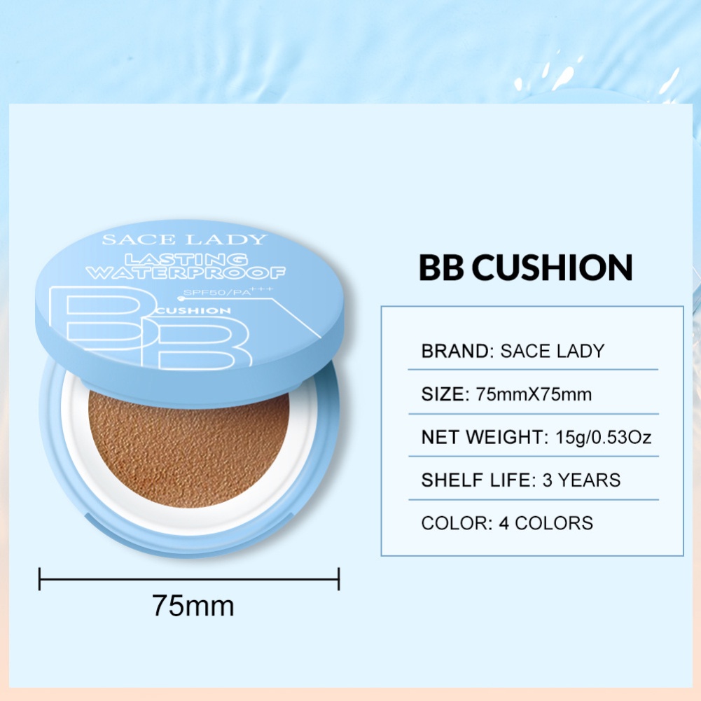 SACE LADY Kem Nền BB Air Cushion/ Lip Glaze Không Thấm Nước Bộ Trang Điểm Đầy Đủ Cốc Chống Dính Trang Điểm Mặt Lâu Trôi Tự Nhiên