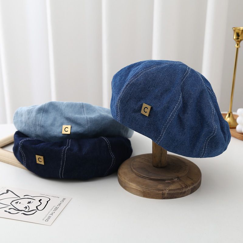 Nón Nồi Mũ Beret Denim 2023 Tag Chữ C