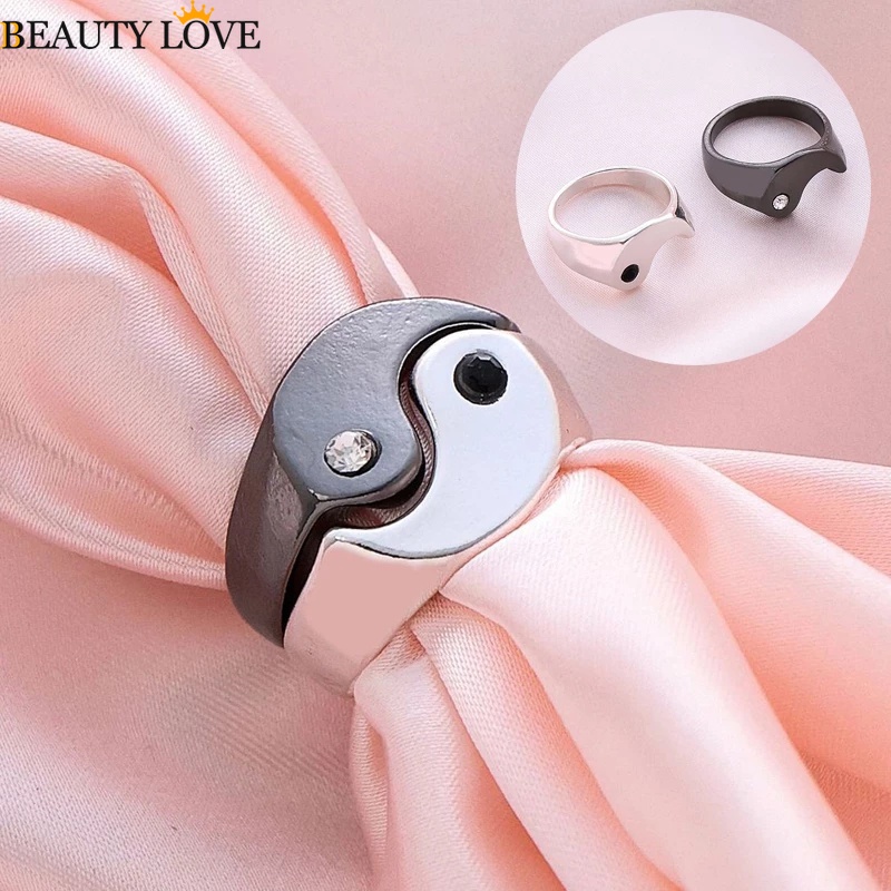 [Mới] 1 Nhẫn Tai Chi Yin Yang Hợp Kim Đơn Giản Cho Cặp Đôi / Nam Nữ