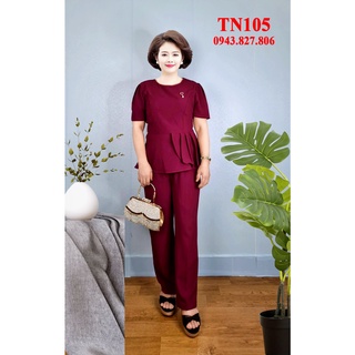 Đồ bộ đi chơi cho phụ nữ trung niên / set bộ trung niên thanh lịch che bụng tốt