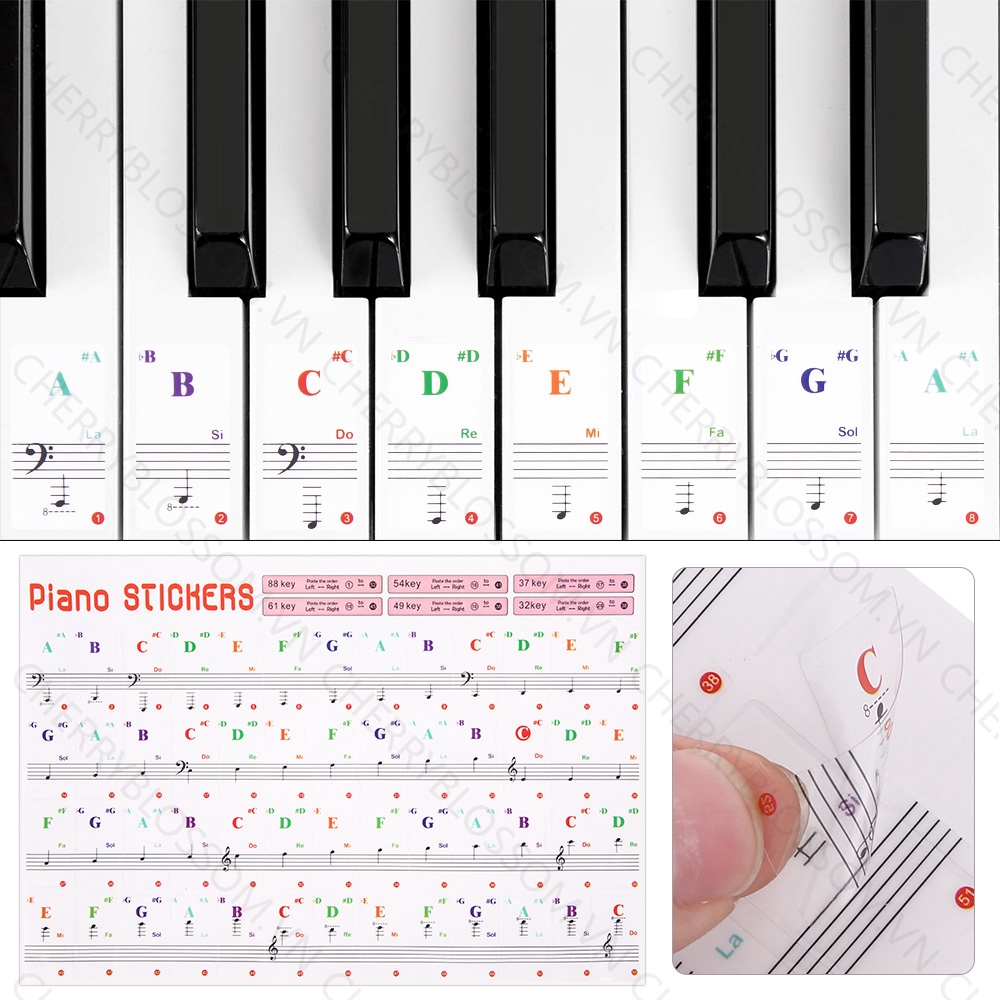 【COD】Miếng Dán Phím Đàn Piano Trong Suốt Loại 88 / 61 / 54 / 49 / 37 / 32 Phím Tiện Dụng