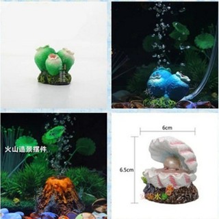 Mô hình núi lửa, bông hoa, ngọc trai gắn sủi oxi- Đầu sủi khí oxy trang trí bể cá- Phụ kiện bể cá bể thủy sinh