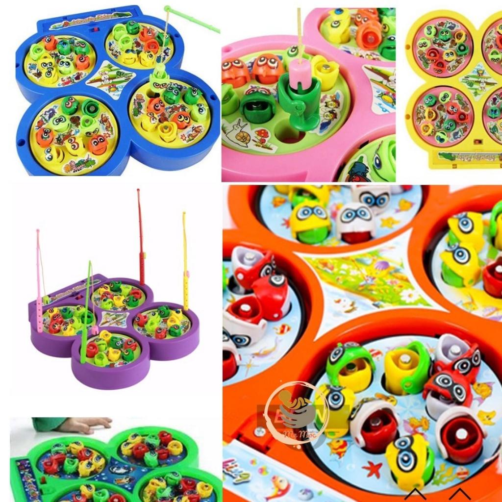 Đồ Chơi Câu Cá Nam Châm 4 Hồ 4 Cần Có Nhạc Vui Tai Chạy Pin AA Xoay 360 Độ Chất Liệu Nhựa An Toàn Shop Mẹ Mốc