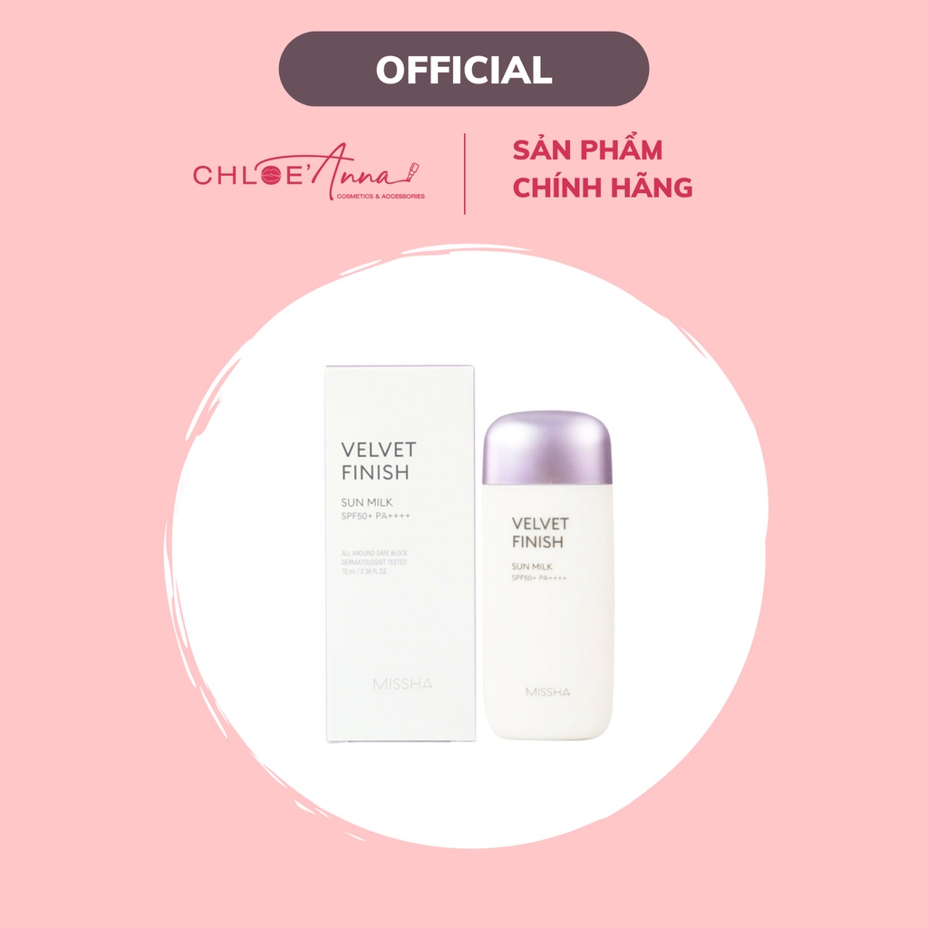 Kem Chống Nắng Velvet Finish Sun Milk Missha - Màu Tím Da Hỗn Hợp Thiên Dầu