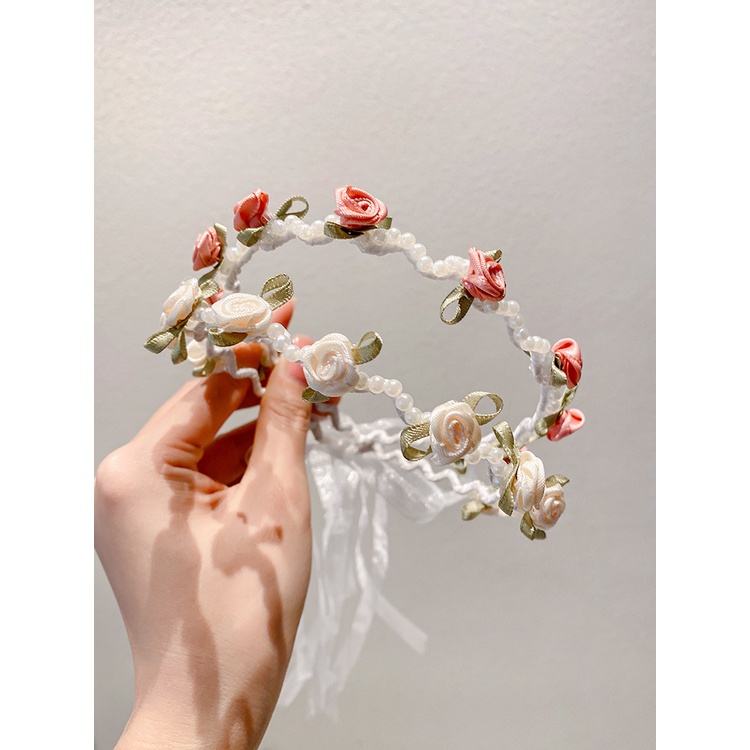 Băng Đô Đính Hoa Và Ngọc Trai Thiết Kế Mới Ngọt Ngào Thời Trang Dành Cho Nữ