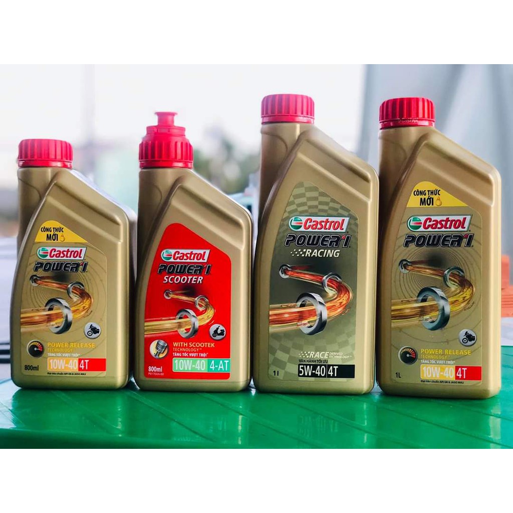 Dầu nhớt xe số cao cấp tổng hợp Castrol Power 1 4T 10W-40 lon 800ml