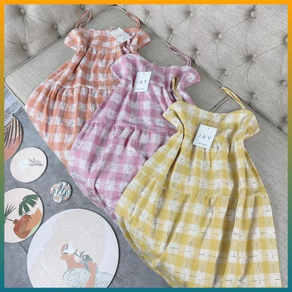 Set Nữ, Set Váy 2 Dây Kẻ Caro Siêu Xinh Siêu Cute Hàng QC Đẹp Loại 1