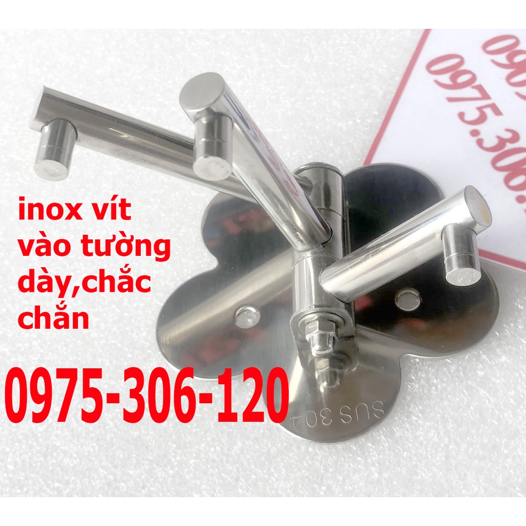 Bộ 3 chia treo quần áo trong nhà tắm 100% INOX 304 BC2 INOX inox dày hàng đặt xưởng chống han gỉ BA CHIA HOA