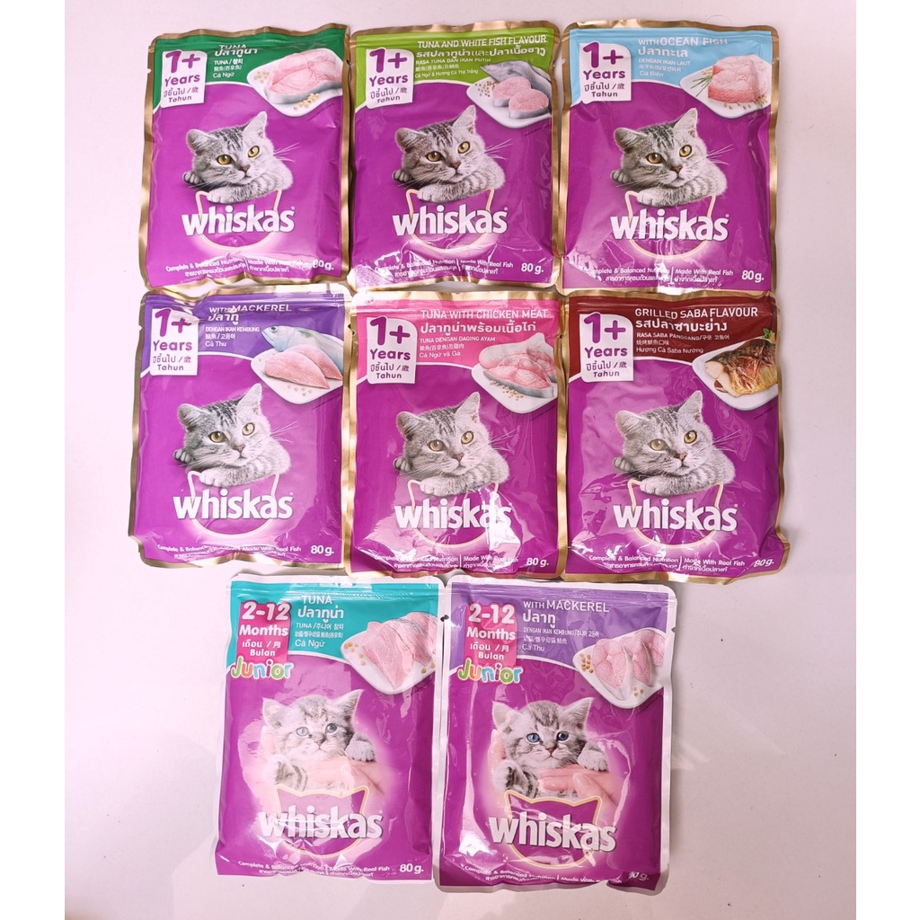 Pate Whiskas 80g - thức ăn dành cho mèo (24 gói mix mùi)