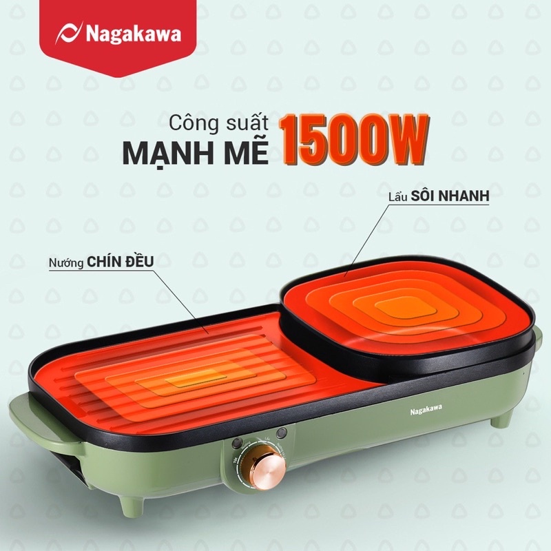 [Bảo hành 12 tháng] Bếp Nướng Điện Nagakawa NAG3104 2 trong 1 Hàng Chính Hãng