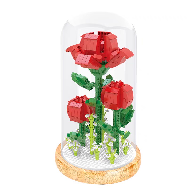 Đồ chơi lắp ghép xếp hình Hoa Hồng cho bé - Mô hình lắp ráp Decor Hoa Hồng