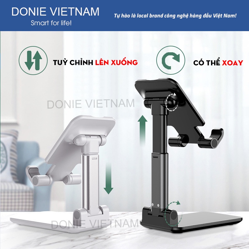 Giá đỡ Ipad Điện Thoại Tablet Để Bàn Gập Gọn Tuỳ Chỉnh Độ Cao Khung Chắc Chắn Hỗ Trợ Làm Việc, Livestream, Giải Trí
