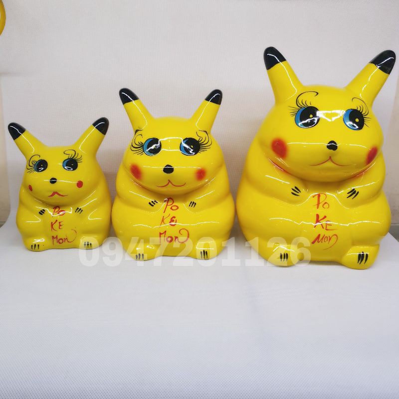 Heo lợn sứ tiết kiệm hình Pikachu siêu dễ thương. Gốm sứ Bát tràng