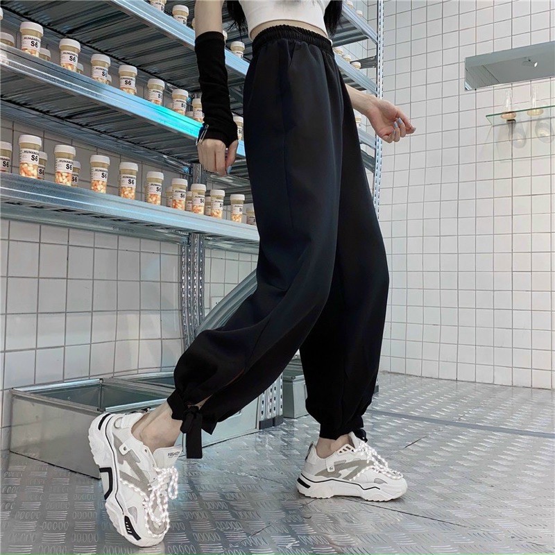 Quần jogger bo chân thắt nơ, kèm ảnh thật treo sào