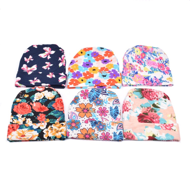 Mũ Beanie Cotton Dệt Kim In Họa Tiết Xinh Xắn Cho Bé Sơ Sinh