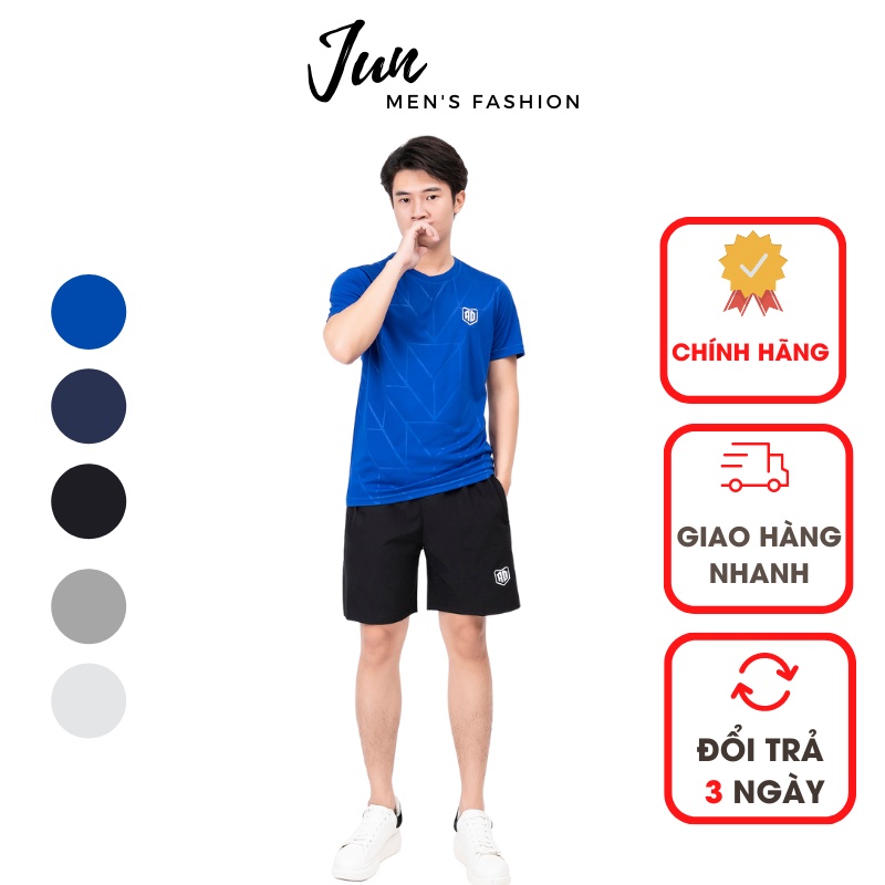 Bộ quần áo nam thể thao AD, áo thun cổ tròn, JUN FASHION STORE tập gym ngắn tay vải thoáng mát co giãn