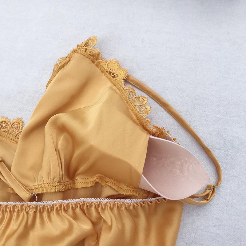 Đầm Ngủ Ren Hoa Liền Thân Lụa Satin Có Đủ Size Dưới 75 Kg