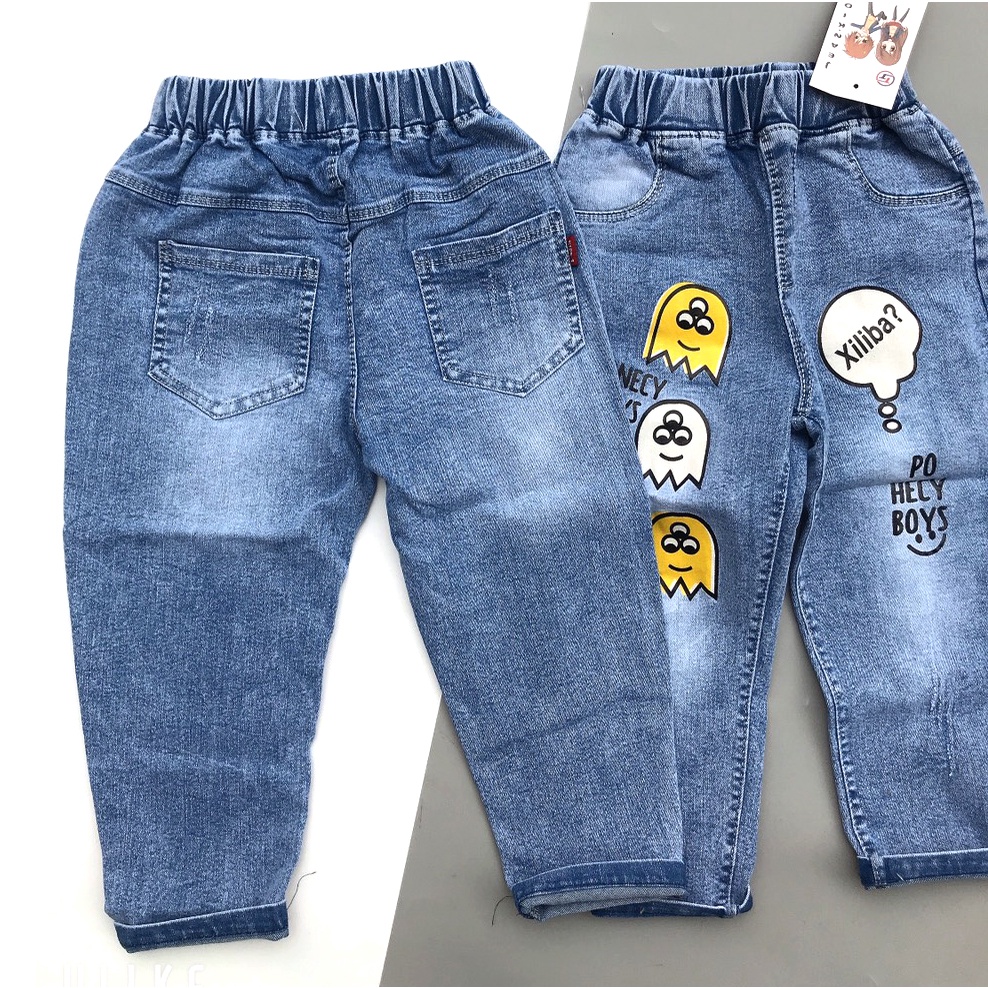 Quần jean quần bò mềm cho bé baggy in hình Xiliba size 15-30kg Shopmevung