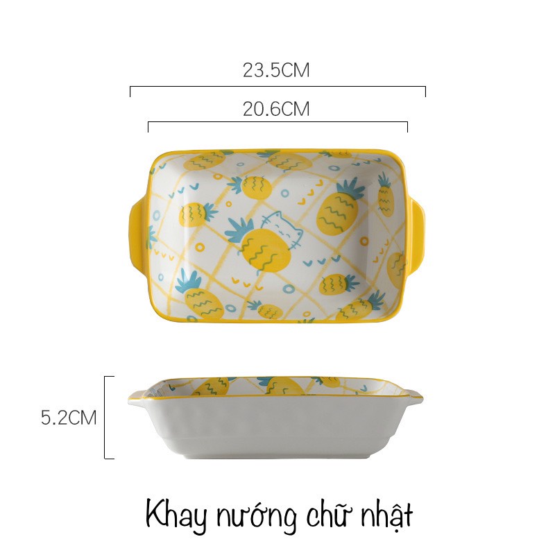 Bộ bát đĩa decor hoạ tiết dứa sang chảnh