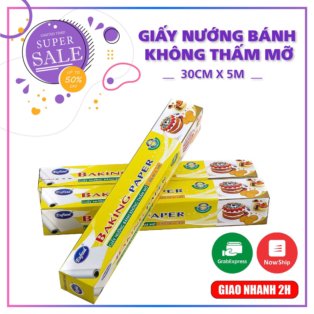 Giấy nến Eufood 30cm x 5m, Giấy nướng bánh không thấm dầu