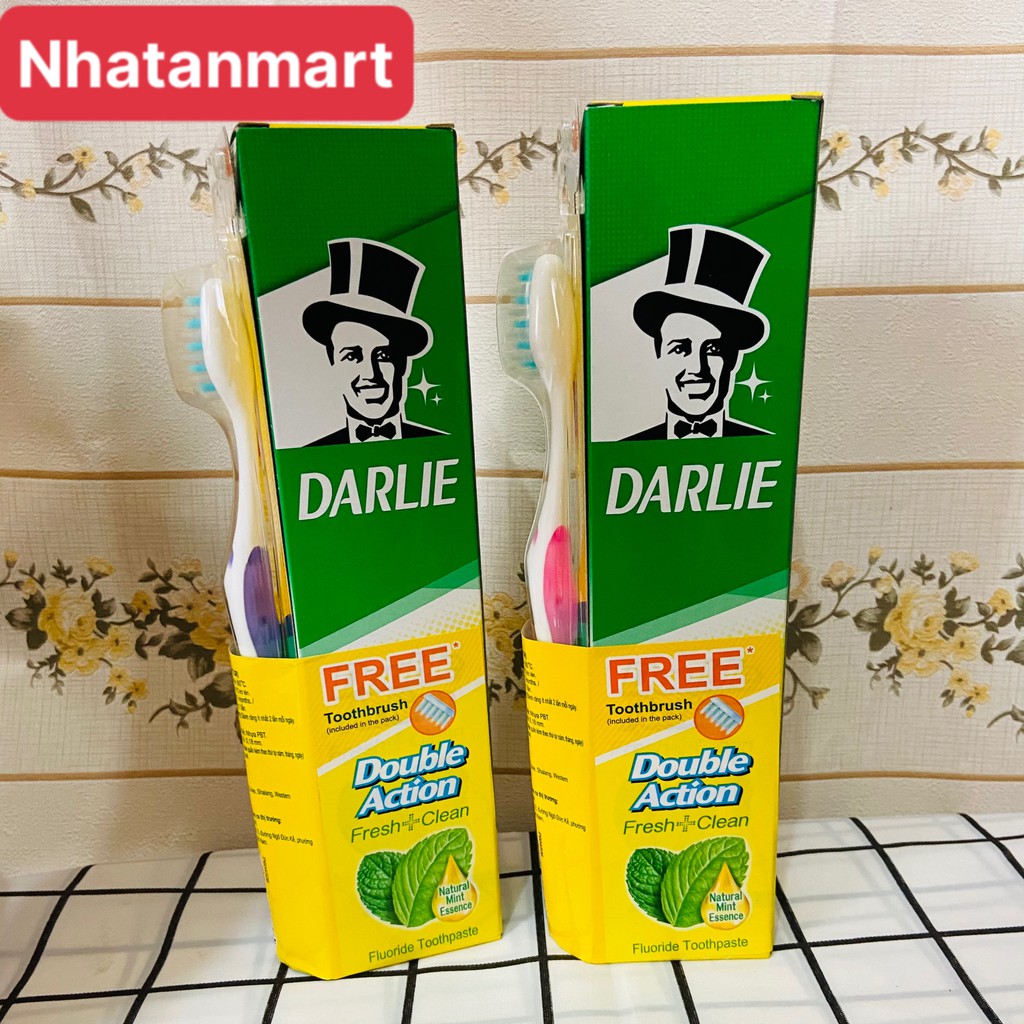 Kem đánh răng ông già Darlie Double Action 225g (tặng bàn chải đánh răng)